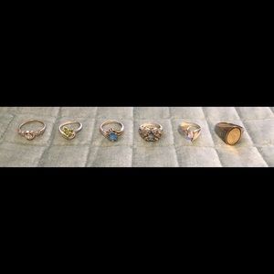 Lot of Six Sterling rings -10k & 14k